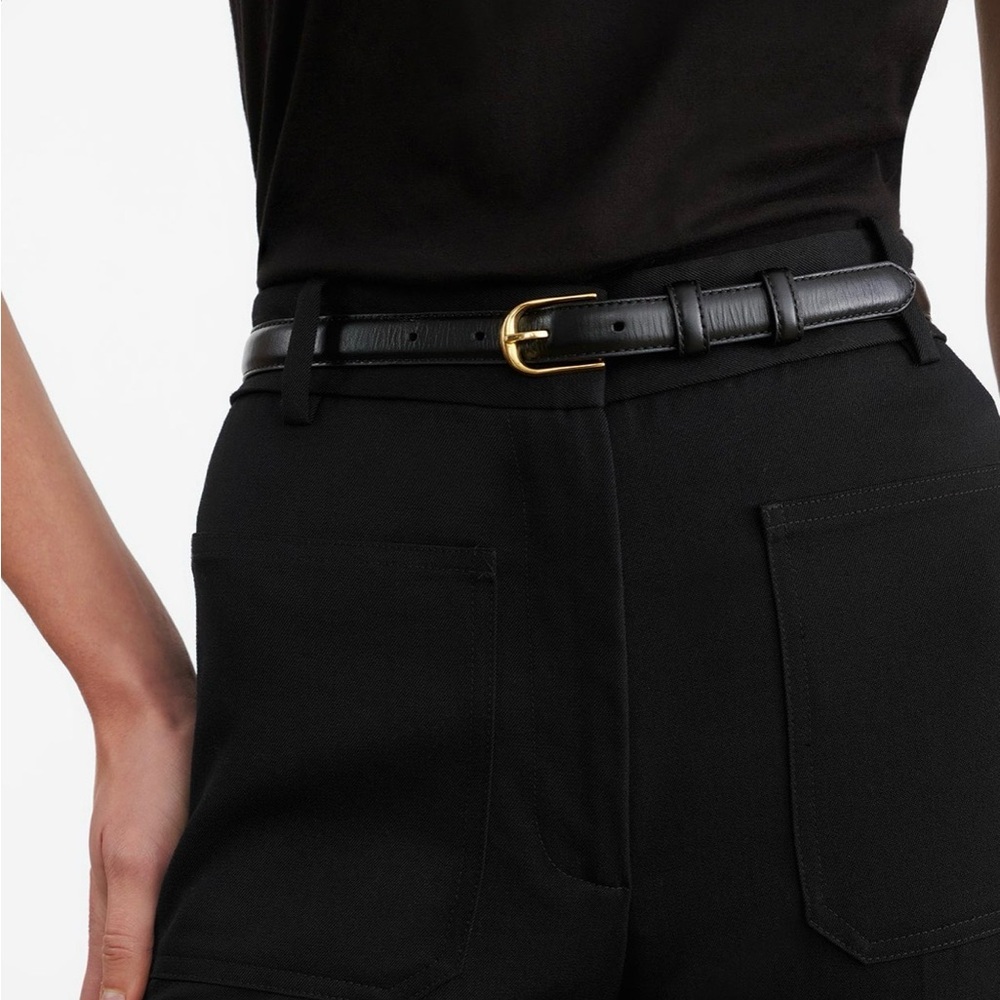 Nili Lotan Jane Belt. Black Leather with Gold Buckle. Like New!